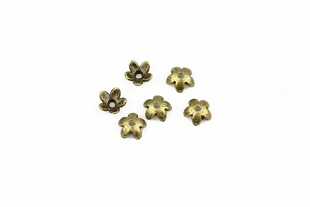 Capacele margele bronz floare 6mm