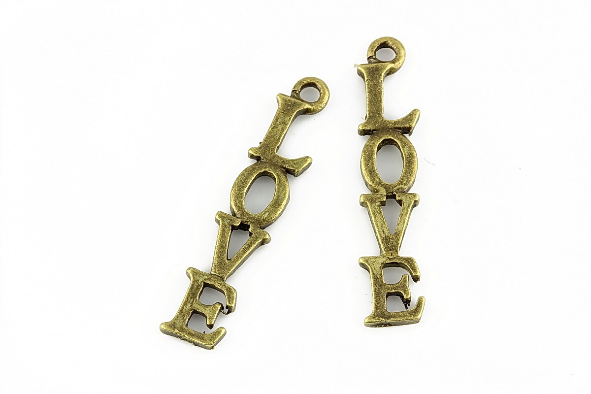 Charm bronz love 32x6mm