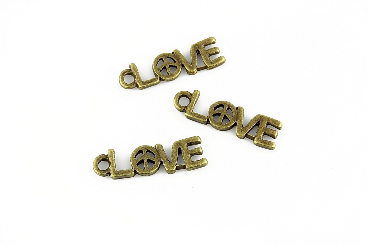 Charm bronz love 19x5mm