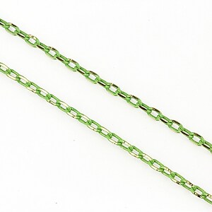 Lant cu zale sudate, in doua culori 3x2mm (49cm) - auriu - verde olive