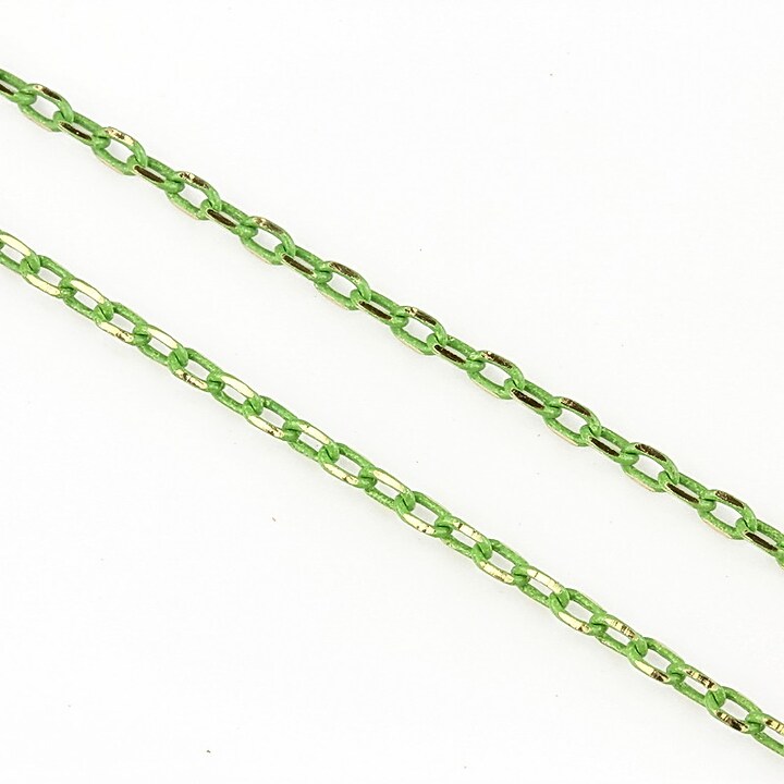 Lant cu zale sudate, in doua culori 3x2mm (49cm) - auriu - verde olive