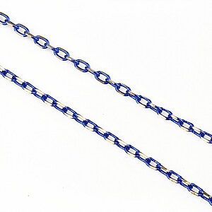 Lant cu zale sudate, in doua culori 3x2mm (49cm) - argintiu - albastru cobalt