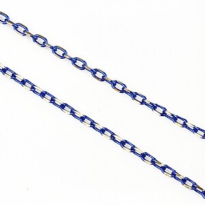 Lant cu zale sudate, in doua culori 3x2mm (49cm) - argintiu - albastru cobalt