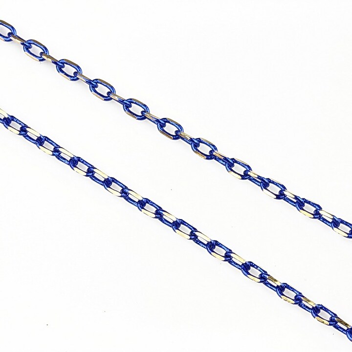 Lant cu zale sudate, in doua culori 3x2mm (49cm) - argintiu - albastru cobalt