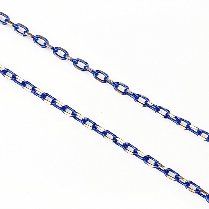 Lant cu zale sudate, in doua culori 3x2mm (49cm) - argintiu - albastru cobalt