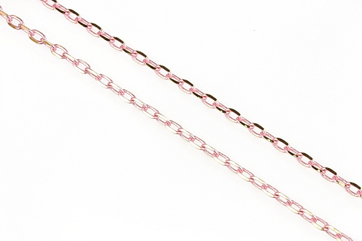 Lant cu zale sudate, in doua culori 3x2mm (49cm) - auriu - roz