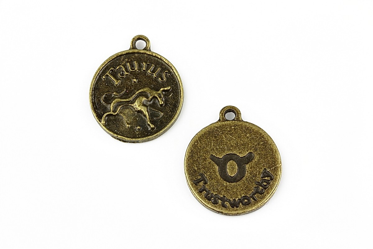 Charm bronz zodiac - taur 20x16mm