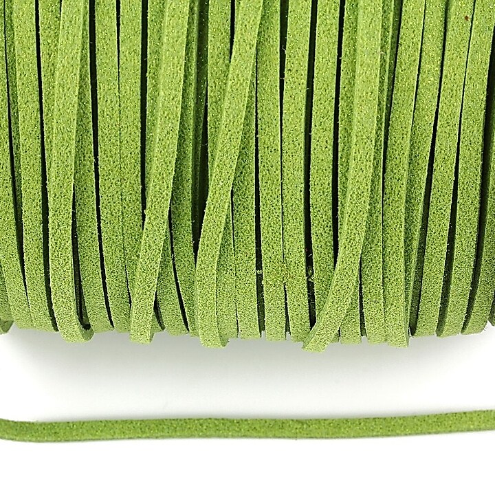 Snur faux suede latime 3mm (5m) - verde masliniu cu particule stralucitoare