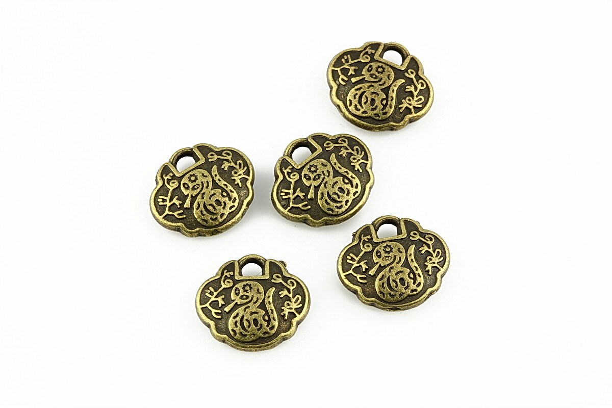 Charm bronz imagine cu sarpe 10x12mm