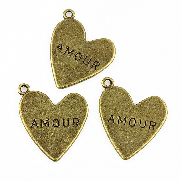 Charm bronz inima AMOUR 18x17mm