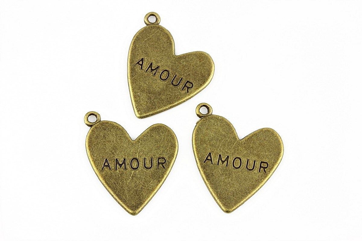 Charm bronz inima AMOUR 18x17mm