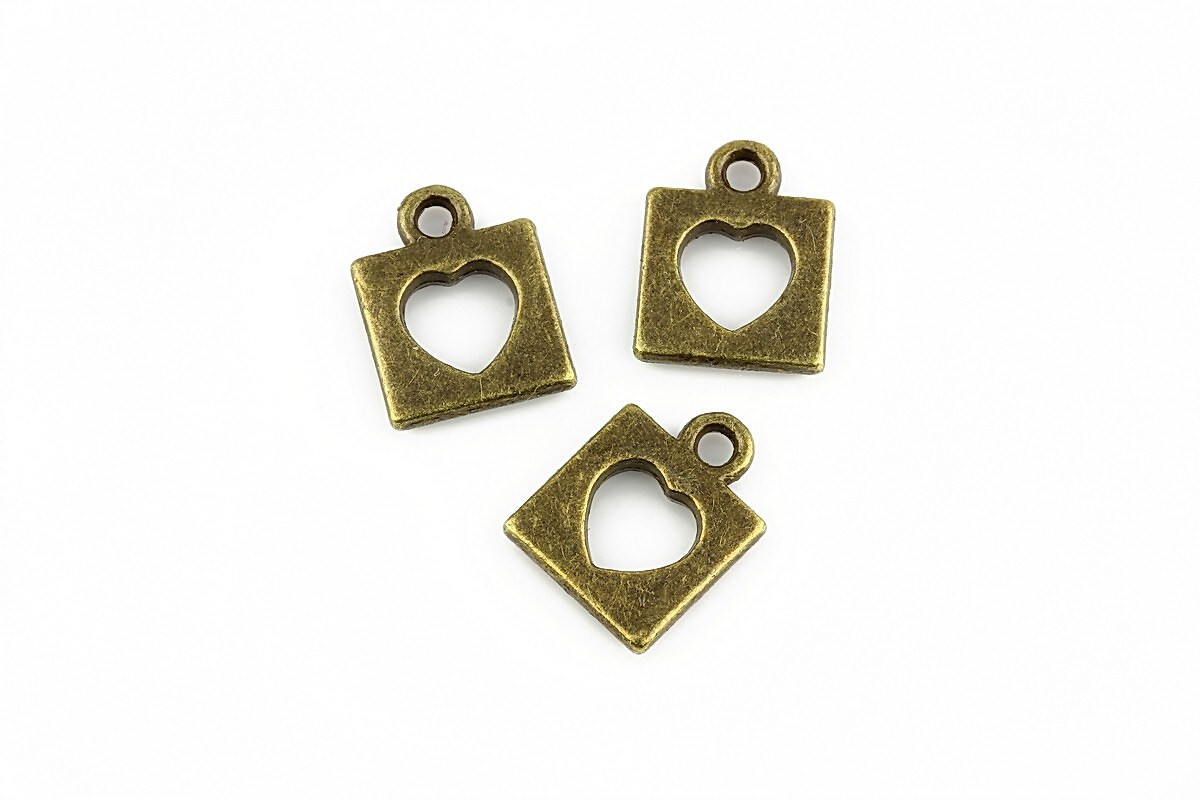 Charm bronz inima 13x10mm