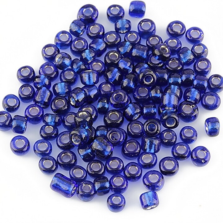 Margele de nisip 4mm cu foita argintie (50g) - cod 208 - albastru cobalt