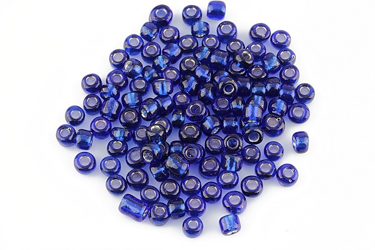 Margele de nisip 4mm cu foita argintie (50g) - cod 208 - albastru cobalt