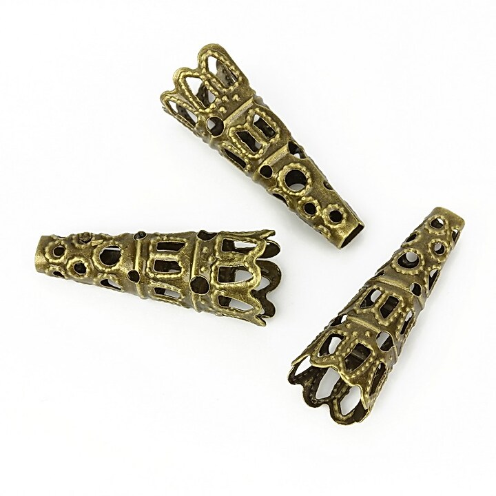 Capacel filigranat bronz, con 22x9mm (2buc.)