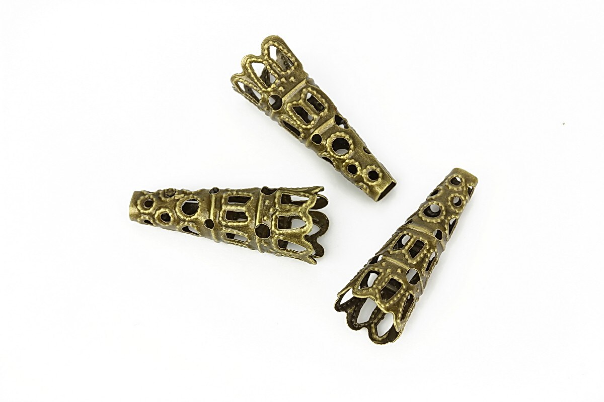 Capacel filigranat bronz, con 22x9mm (2buc.)