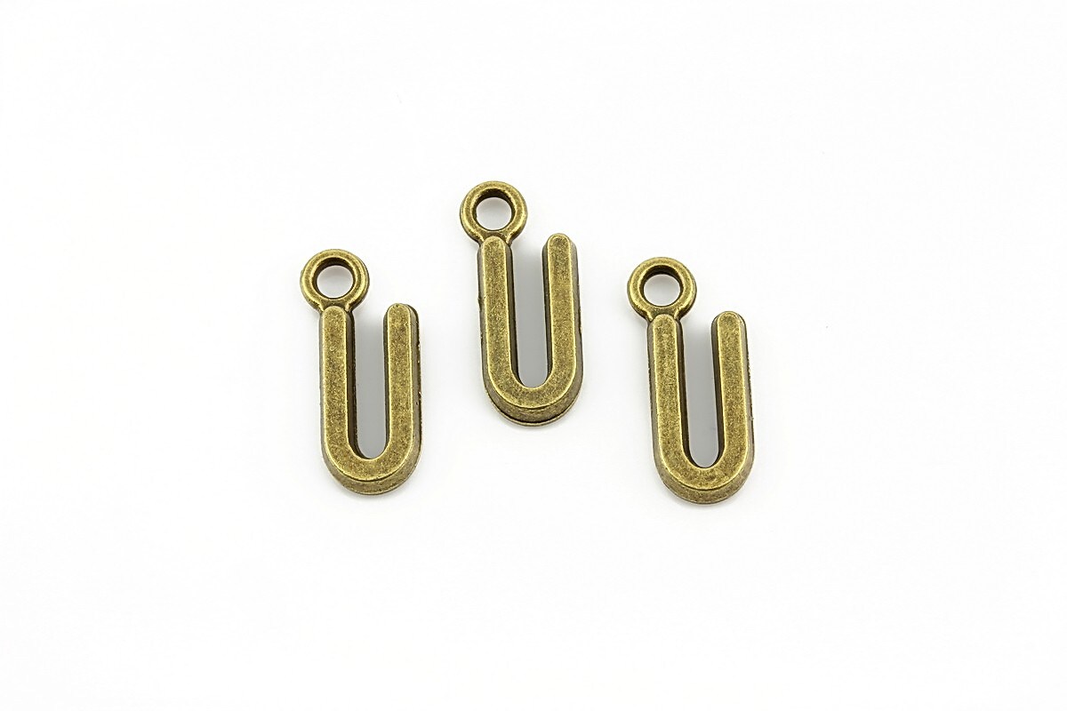Charm bronz litera U 16x6mm