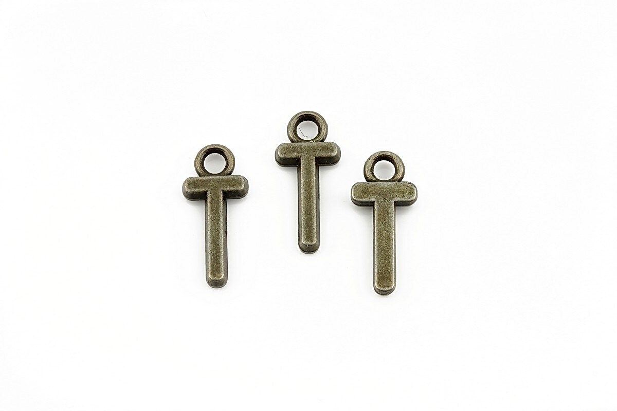 Charm bronz litera T 16x7mm