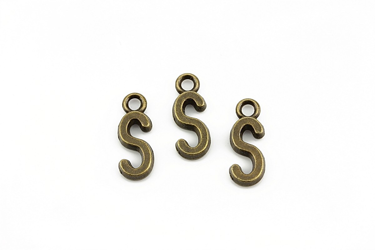 Charm bronz litera S 16x6mm