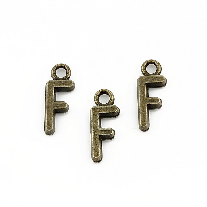 Charm bronz litera F 16x6mm