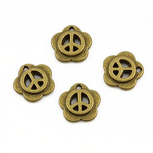 Charm bronz peace sign 12mm