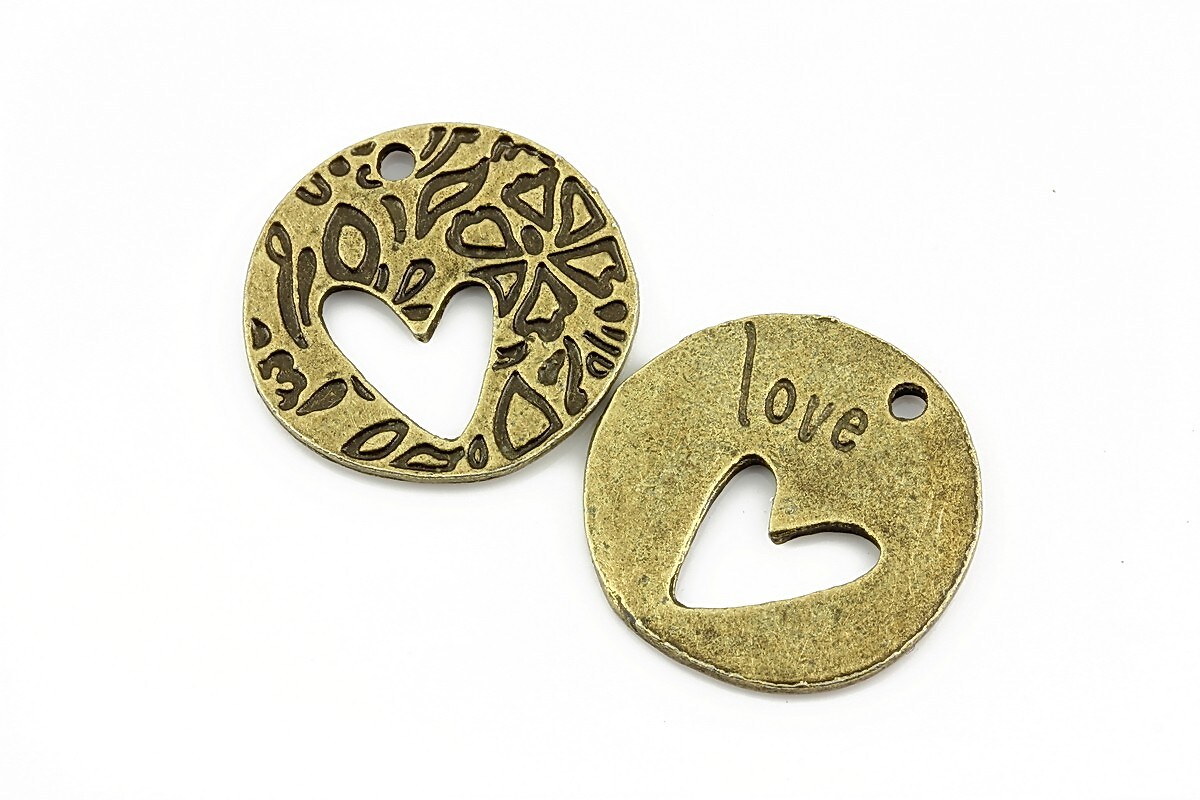 Charm bronz inima love 21mm