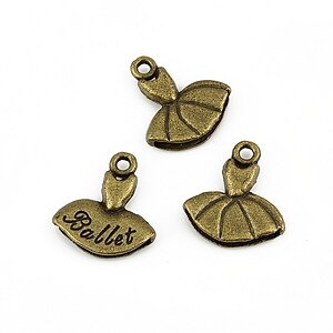 Charm bronz rochita balet 16x15mm