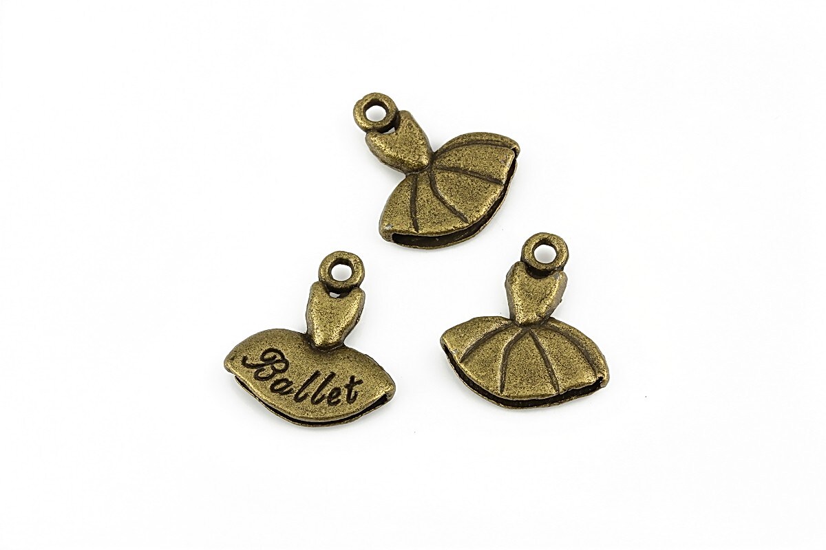 Charm bronz rochita balet 16x15mm