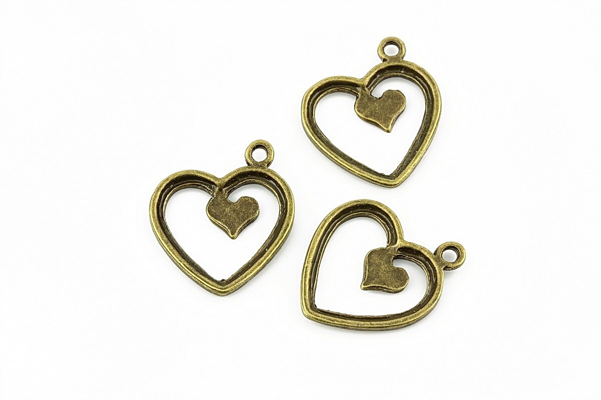 Charm bronz inima 20x17mm