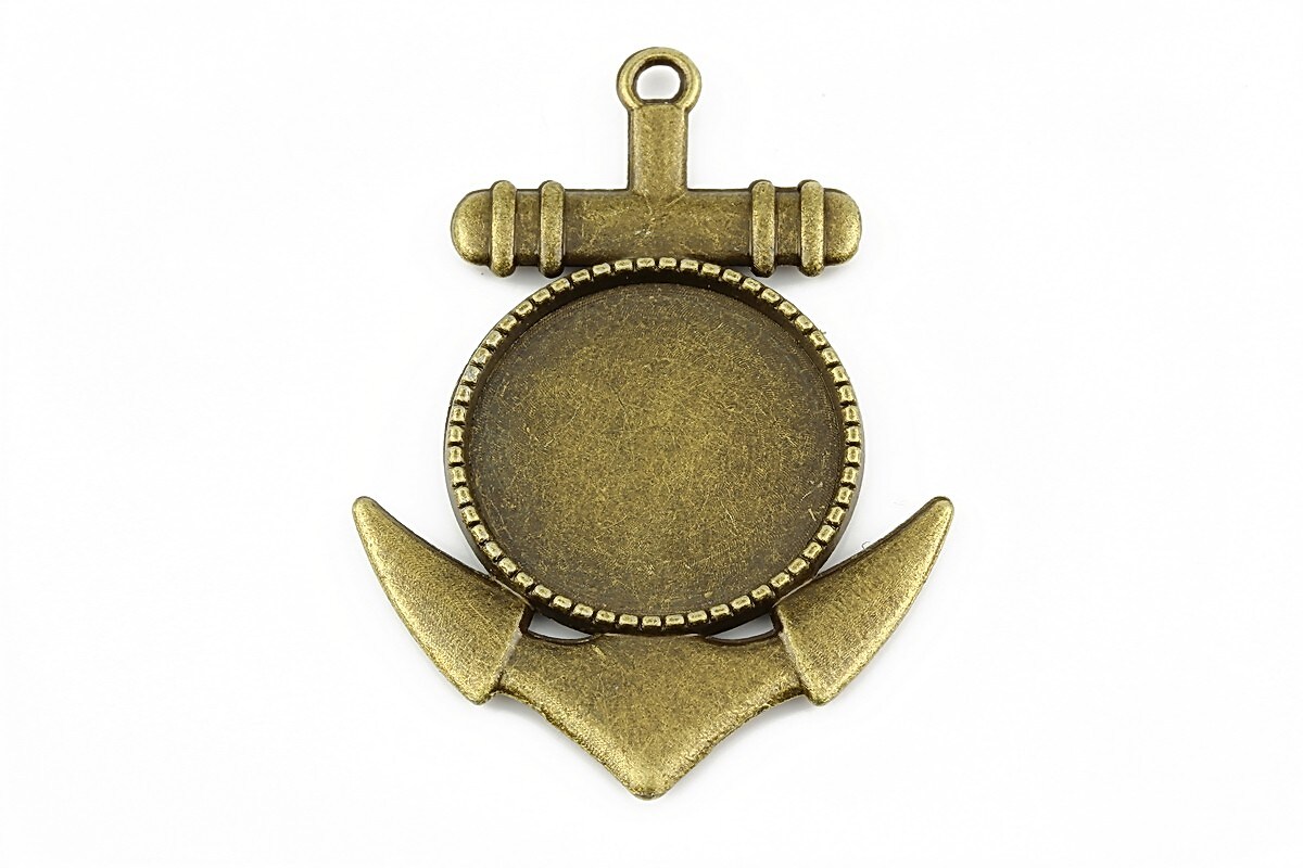 Baza cabochon pandantiv bronz ancora 45x32mm (interior 20mm)