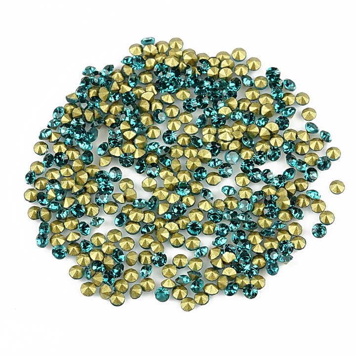 Cabochon rhinestone cristal 2mm (20 buc.) - verde turcoaz