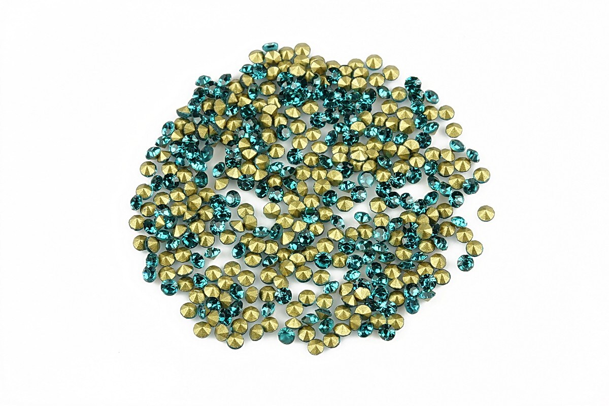 Cabochon rhinestone cristal 2mm (20 buc.) - verde turcoaz