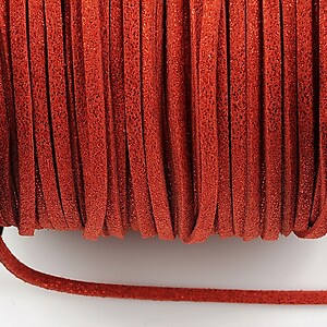 Snur faux suede latime 3mm (5m) - rosu inchis cu particule stralucitoare