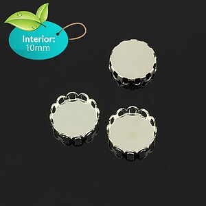 Baza cabochon argintiu inchis dim. interioara 10mm