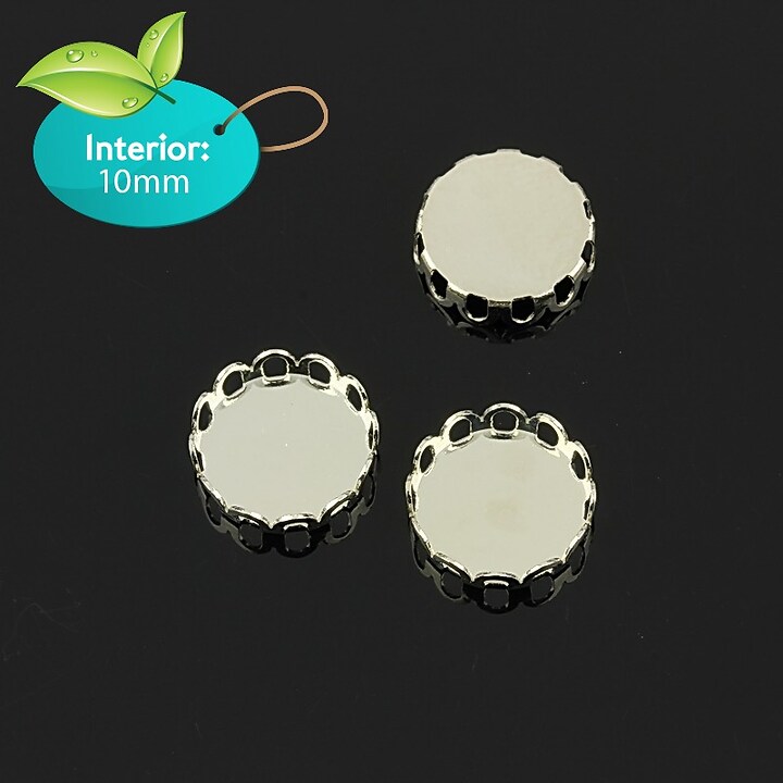 Baza cabochon argintiu inchis dim. interioara 10mm