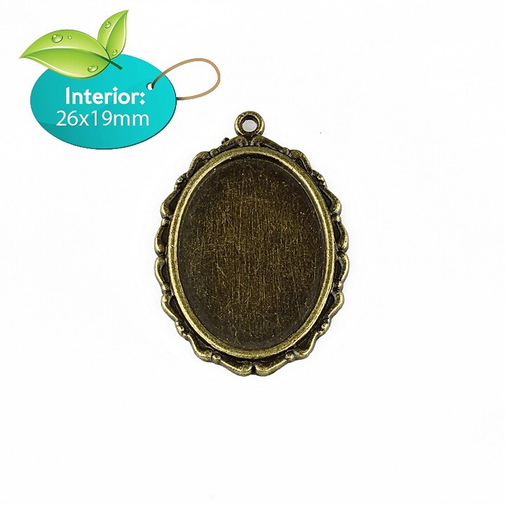 Baza cabochon bronz 36x25mm, interior 26x19mm