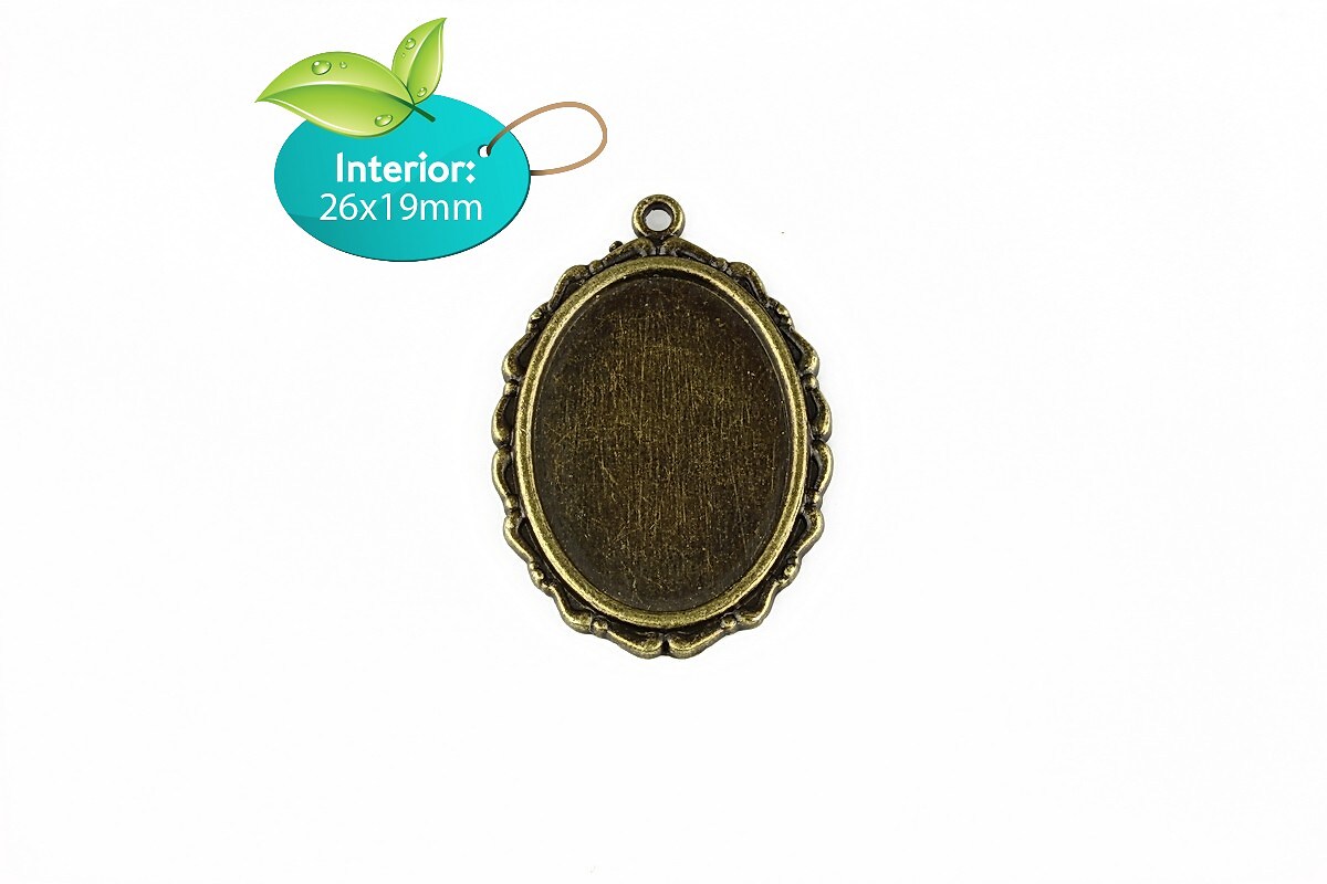 Baza cabochon bronz 36x25mm, interior 26x19mm