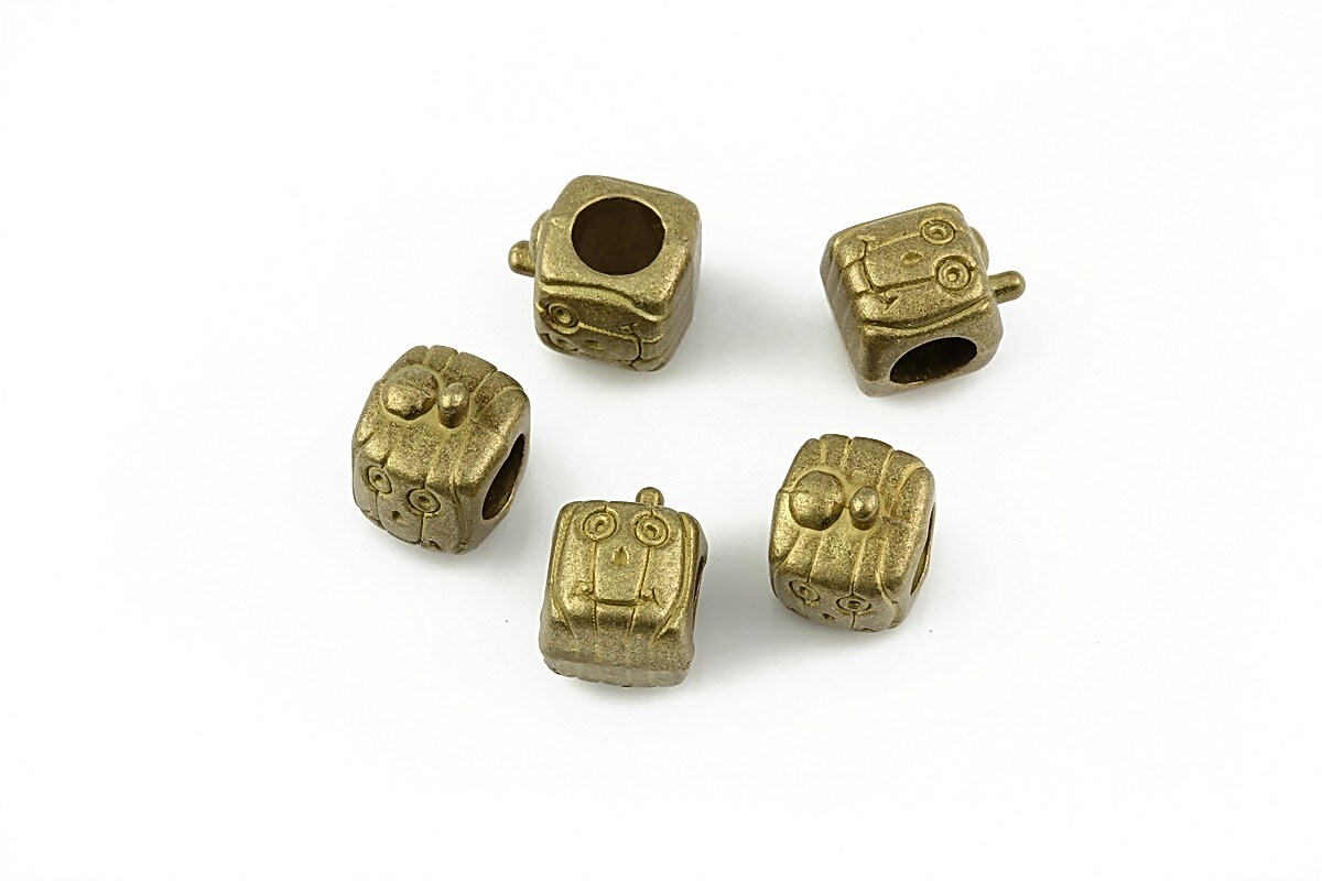 Distantier tip Pandora, fata cu zambet bronz 10x8mm