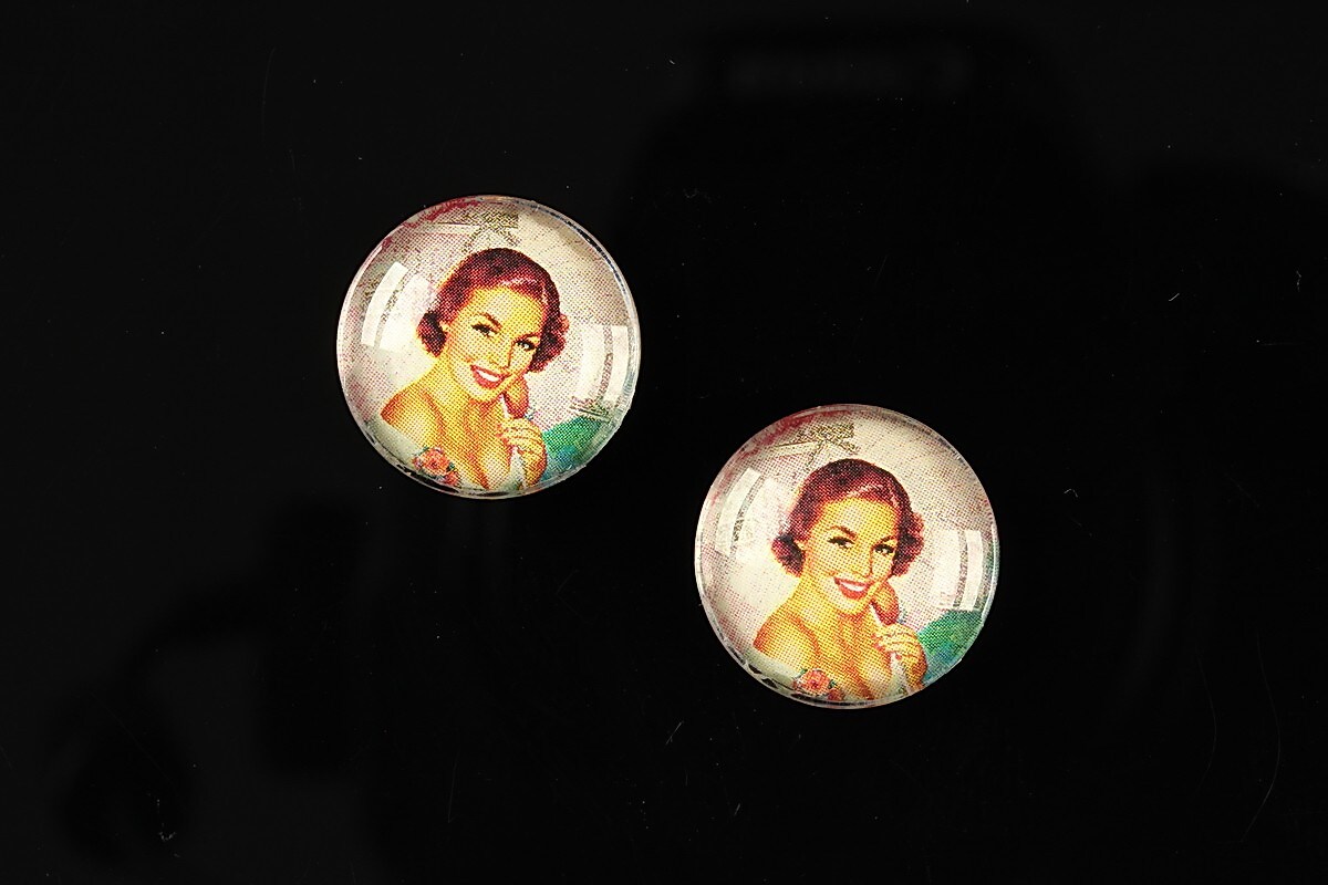 Cabochon sticla 16mm "Pin Up Models" cod 009