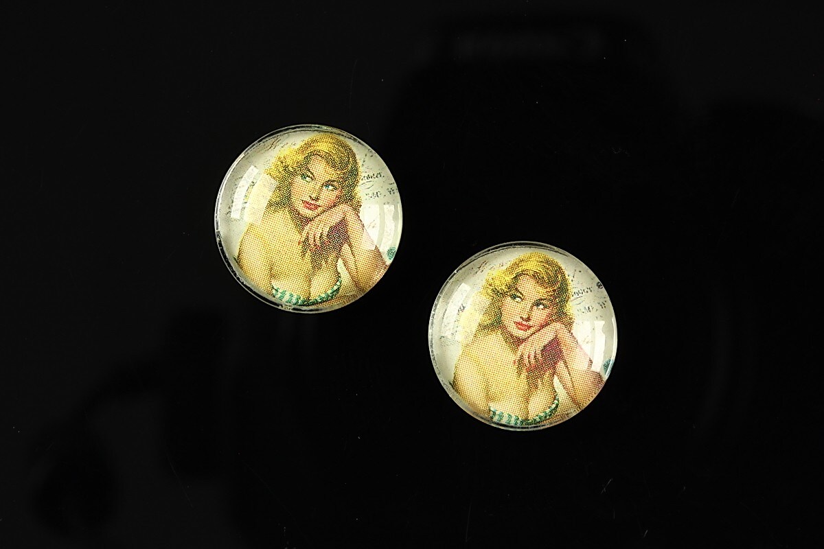 Cabochon sticla 16mm "Pin Up Models" cod 011