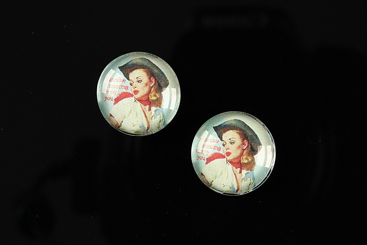 Cabochon sticla 16mm "Pin Up Models" cod 015