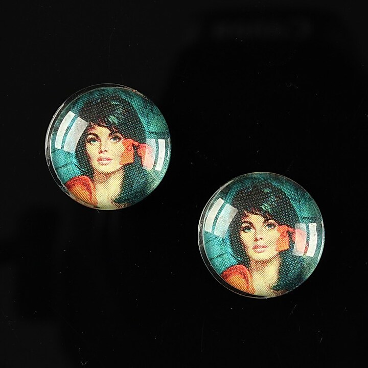 Cabochon sticla 16mm "Vintage ladies" cod 016