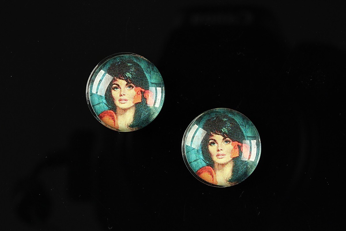 Cabochon sticla 16mm "Vintage ladies" cod 016