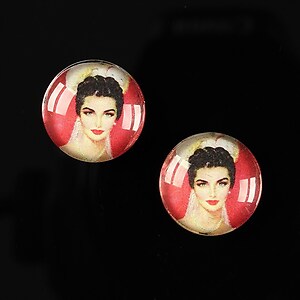 Cabochon sticla 16mm "Vintage ladies" cod 017