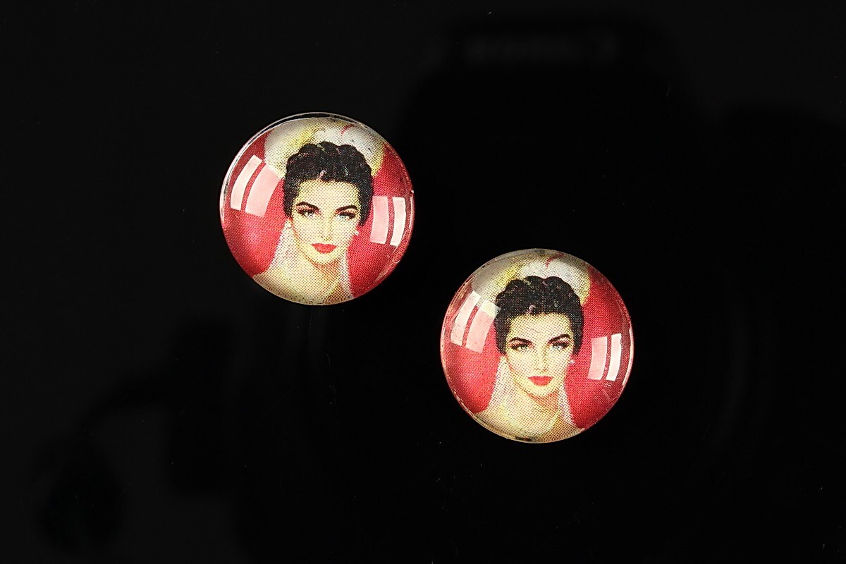 Cabochon sticla 16mm "Vintage ladies" cod 017