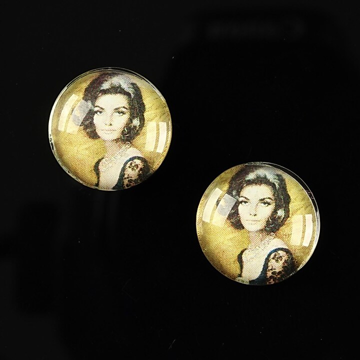 Cabochon sticla 16mm "Vintage ladies" cod 018