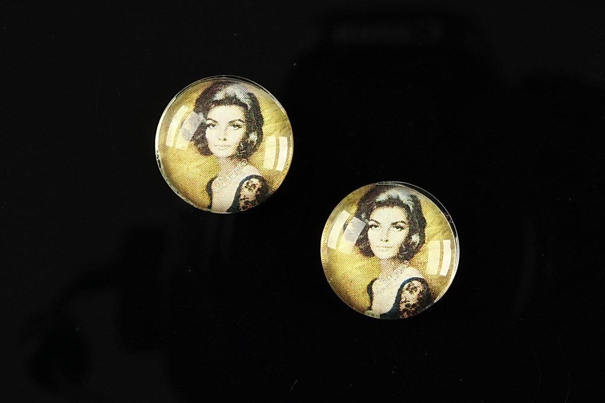 Cabochon sticla 16mm "Vintage ladies" cod 018