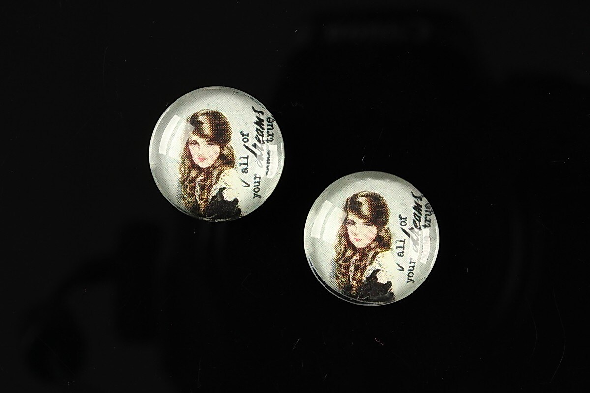 Cabochon sticla 16mm "Vintage ladies" cod 019