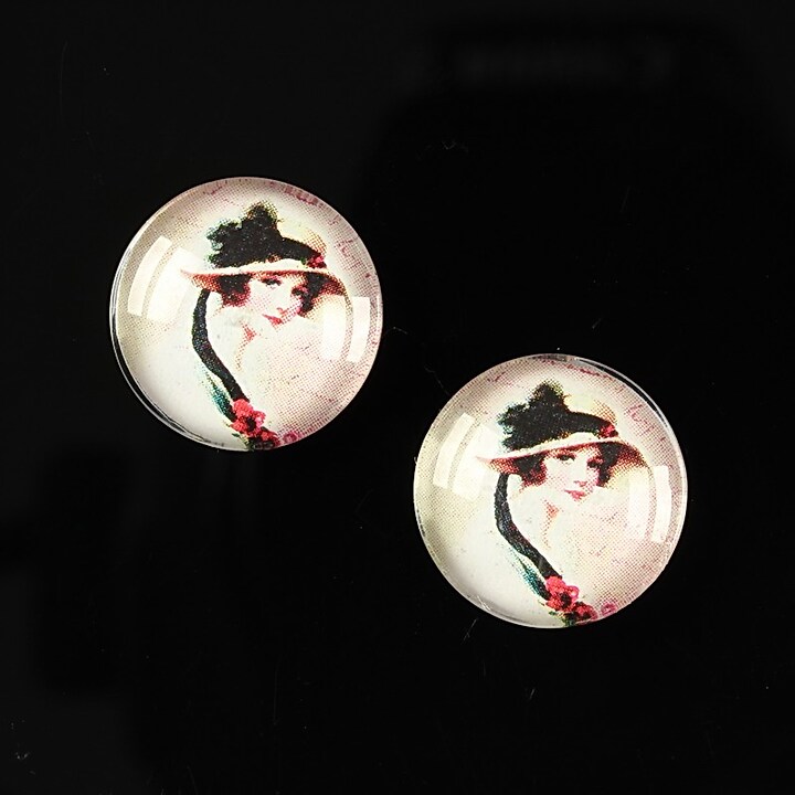 Cabochon sticla 16mm "Vintage ladies" cod 020