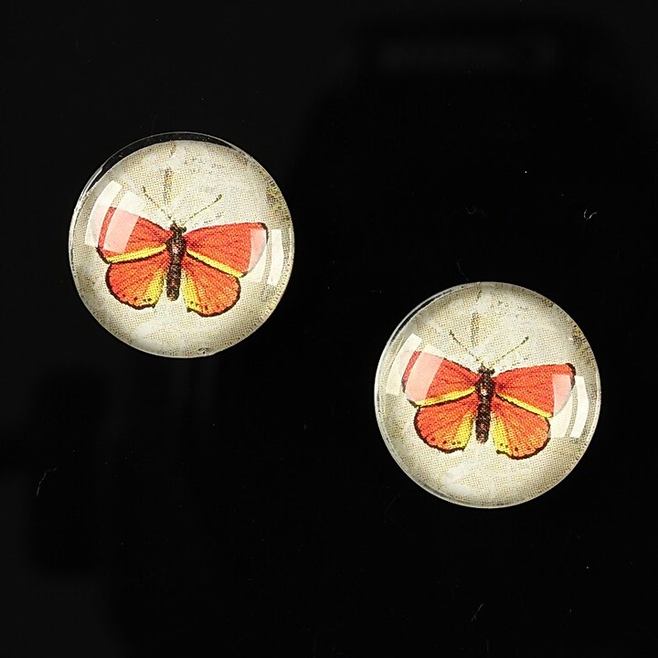 Cabochon sticla 16mm "Colorful wings" cod 026